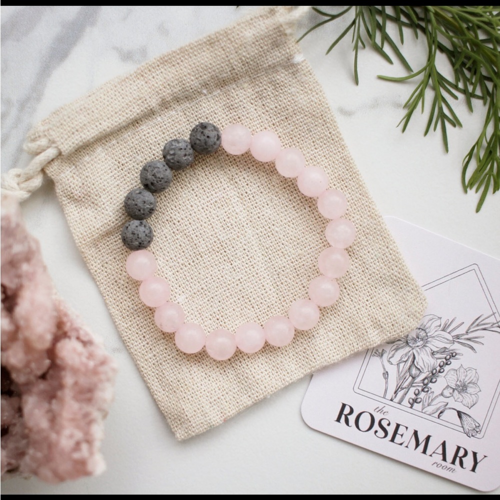 Rose Quartz & Lava Bead Bracelet